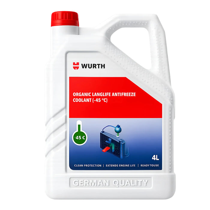 WURTH ORGANIC LONGLIFE ANTIFREEZE / COOLANT (-45°C) BLUE READY-MIXED 4L